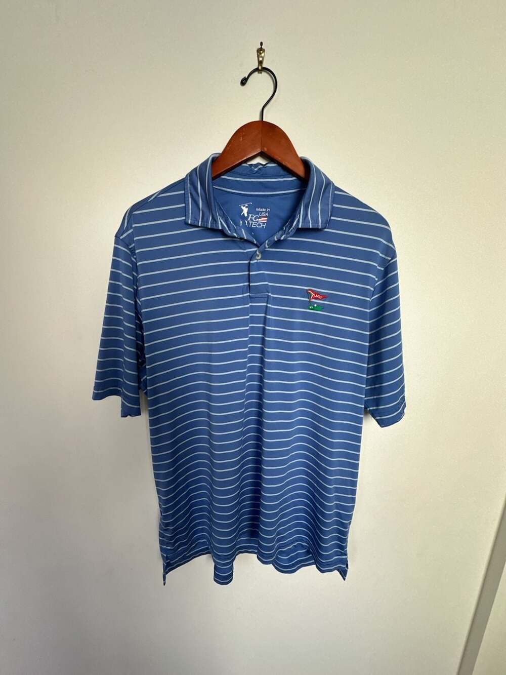 Fairway & Greene Tech LACC (Los Angeles Country Club) Blue Striped Golf Polo Shi
